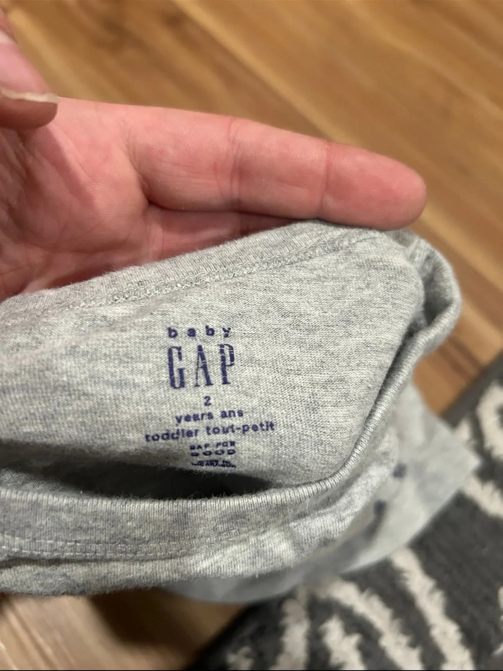 GAP Grey Long-Sleeve Tee with Skiing Dino Graphic Size 2T